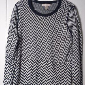 Banana Republic Black White Herringbone Womens Sweater PL Old Money Trad Wife
